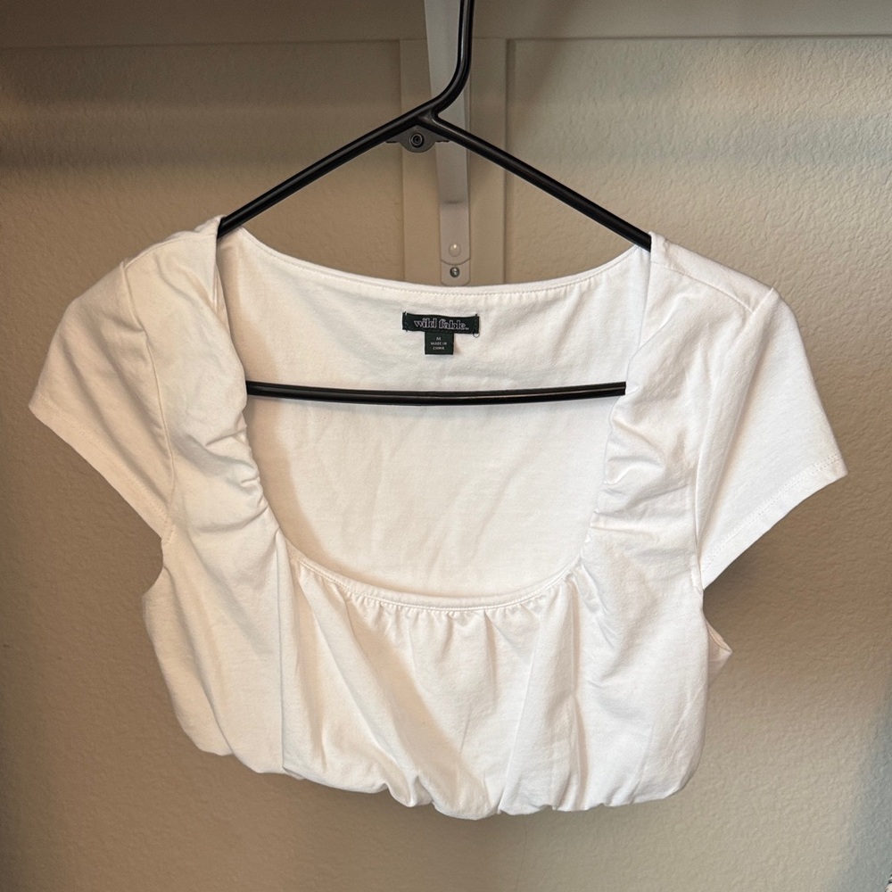 Wild Fable White Ruched Crop Top